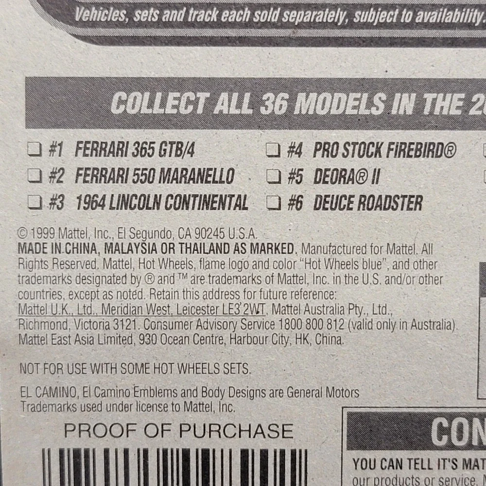 Hot Wheels 2000 First Editions '68 El Camino White
